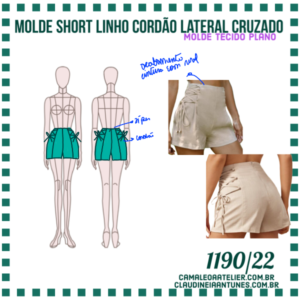 Molde Short Linho Cordão Lateral Cruzado 1190/22
