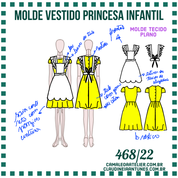Molde De Vestido Princesa, Modelagem&Diversos, Tamanhos 2 A 12 anos -  Armarinhos - Magazine Luiza