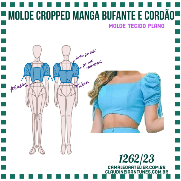 Molde Cropped Manga Bufante e Cordão 1262/23