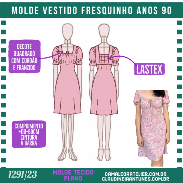 Molde Vestido Fresquinho anos 90 1291/23