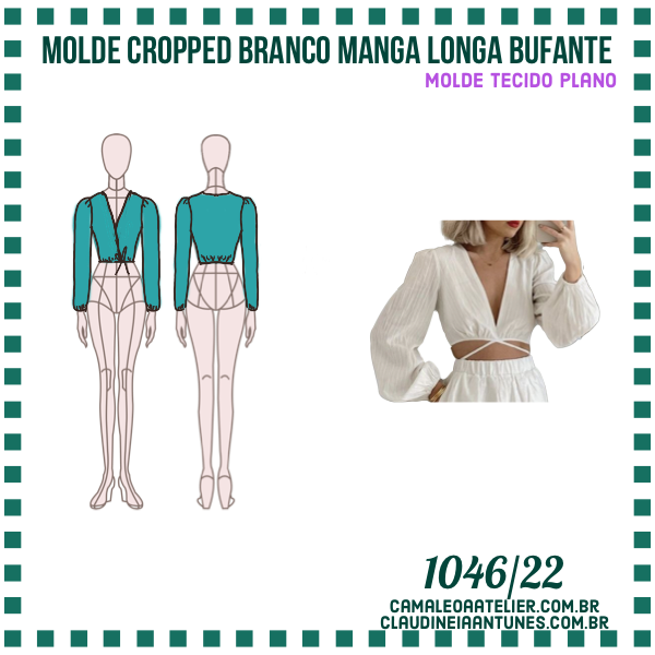 Molde Cropped Branco Manga Longa Bufante 1046/22