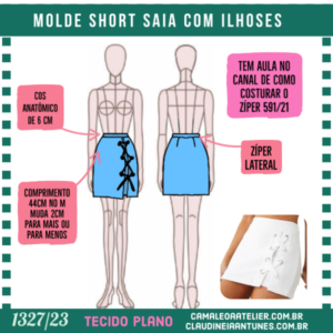 Molde Short Saia com Ilhoses 1327/23