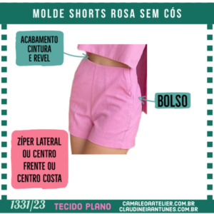 Molde Shorts Rosa sem Cós 1331/23