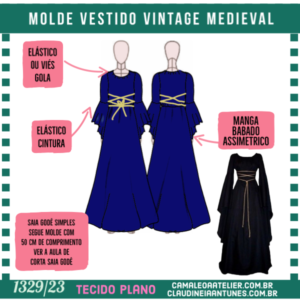 Molde Vestido Vintage Medieval 1329/23