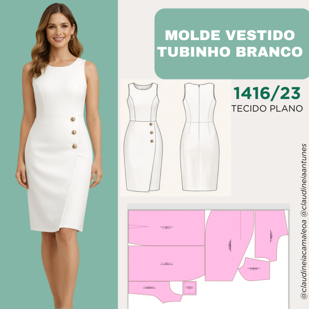 Molde Vestido Tubinho Branco 1416/23