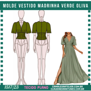 Molde Vestido Madrinha Verde Oliva 1517/23