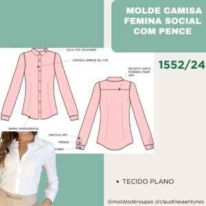 Molde Camisa Feminina Social com Pense 1552/24