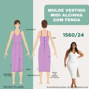 Molde Vestido Midi Alcinha com Fenda 1560/24