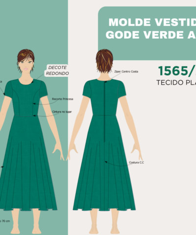 Molde Vestido Gode Verde ALÊ- Moda Evangelica 1565/24