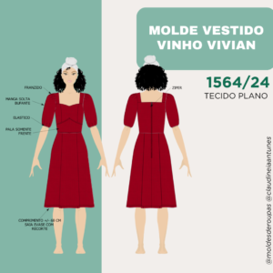 Molde Vestido Vinho Vivian- Molde Evangelica 1564/24