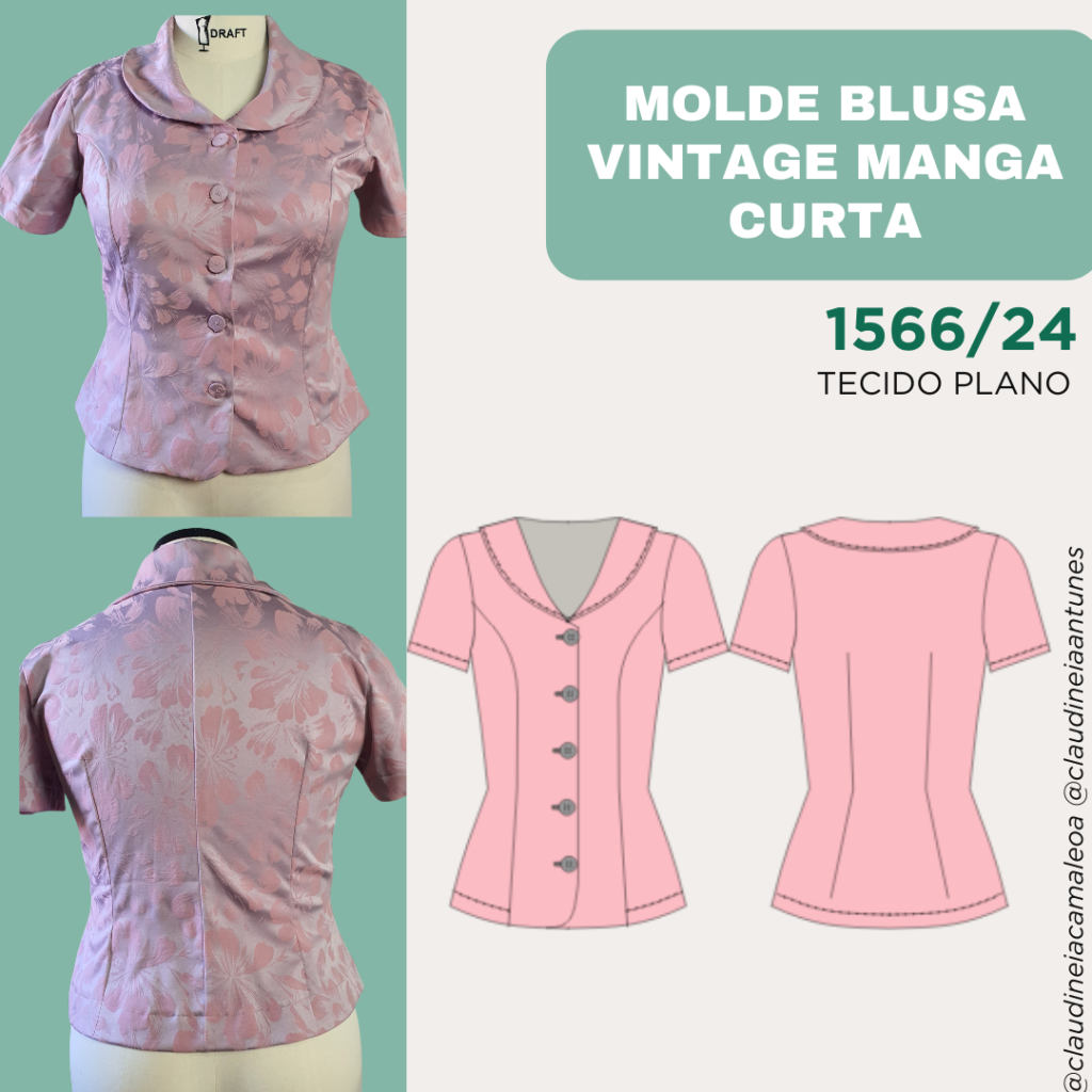Molde Blusa Vintage Manga Curta 1566/24