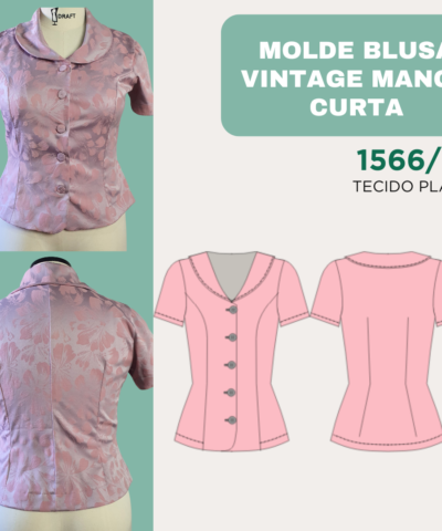 Molde Blusa Vintage Manga Curta 1566/24