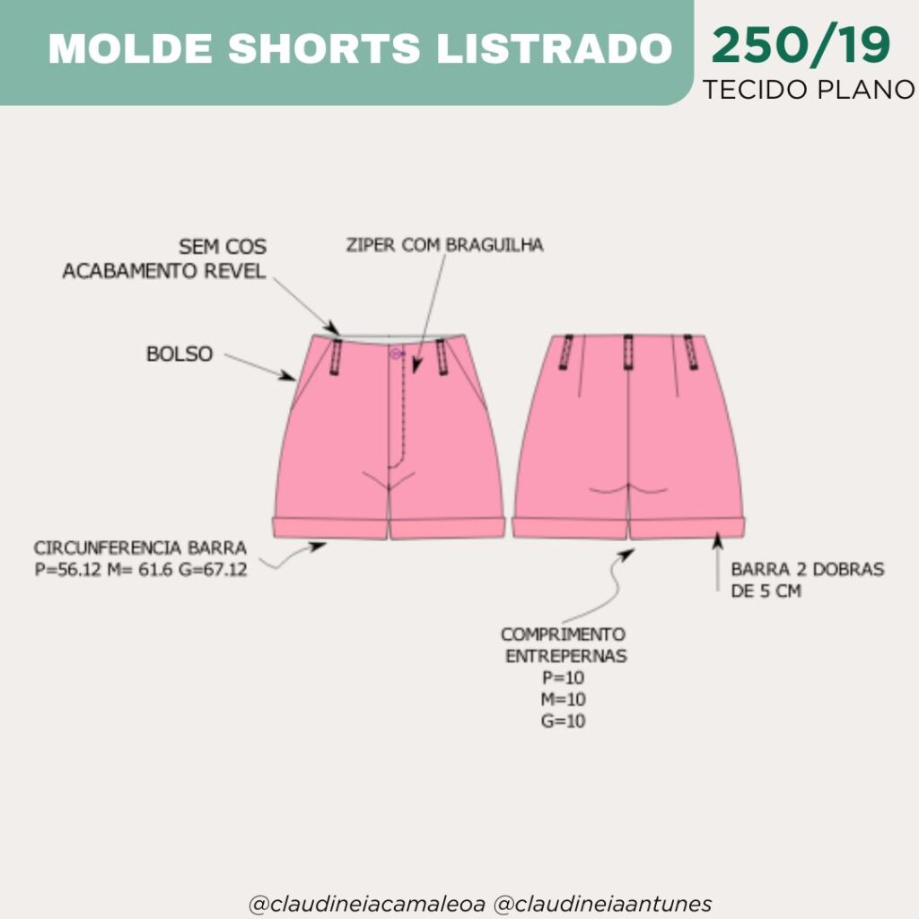 Molde Short Listrado 250/19