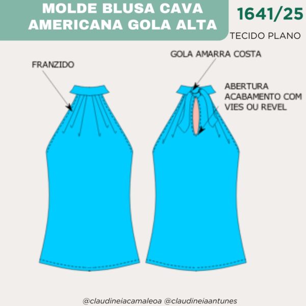 MOLDE BLUSA CAVA AMERICANA GOLA ALTA 1641/25