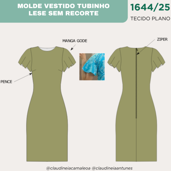 MOLDE VESTIDO TUBINHO LESE SEM RECORTE 1644/25