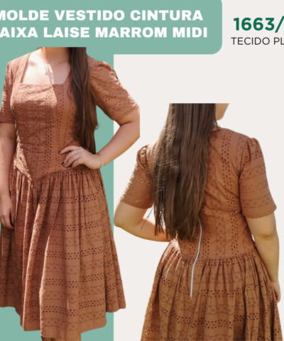 MOLDE VESTIDO CINTURA BAIXA-LAISE MARROM-MIDI 1663/26