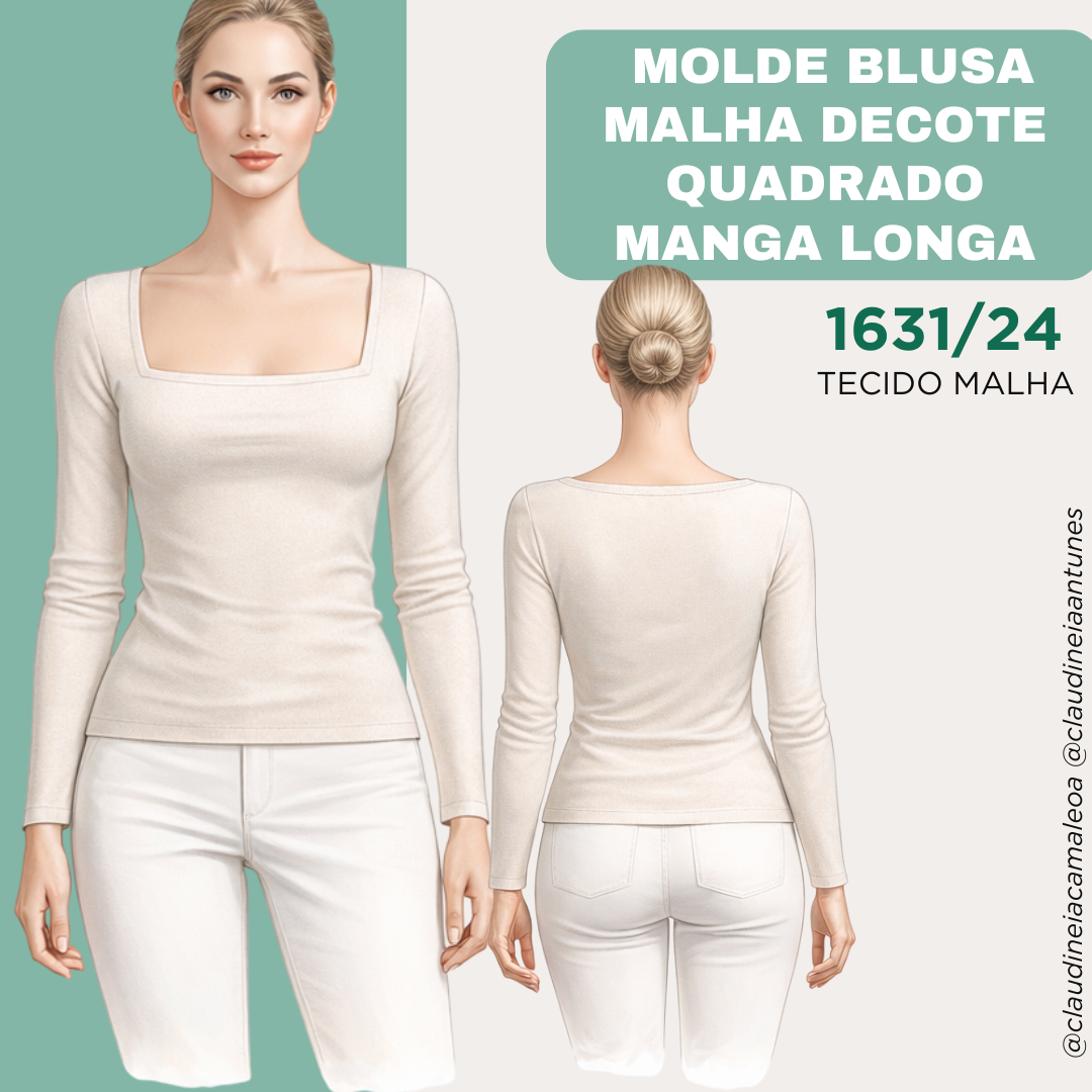Molde Blusa Malha Decote Quadrado Manga Longa1631/24 - Imagem 2